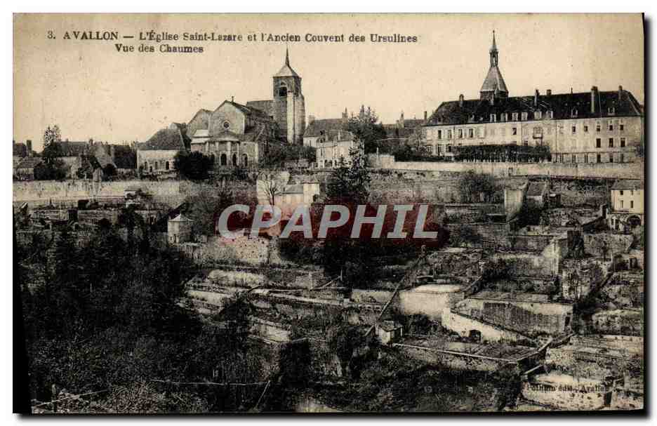 Avallon — L'Église Saint-Lazare et l'Ancien Couvent des Ursulines — Vue des Chaumes