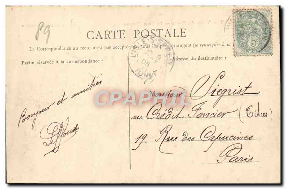 Avallon — Vallée du Cousin — Le Pont Claireau — Librairie Pothain, Avallon — Rückseite