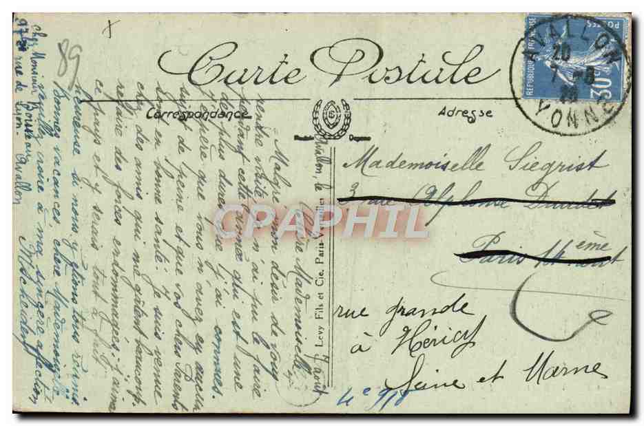 Avallon — La Rue des Remparts — Lib. Coutron, n° 69 — Reverso