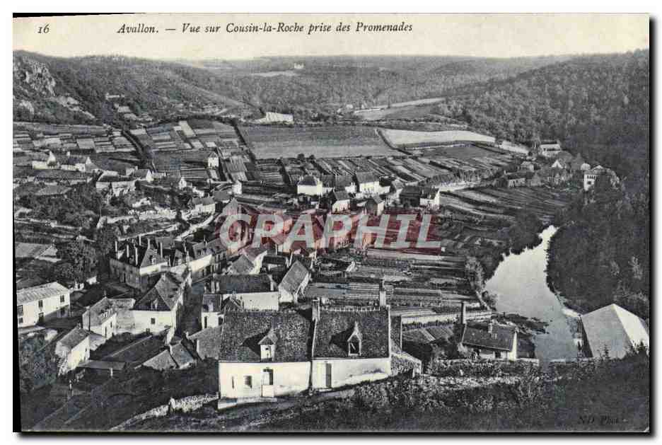 CPA Avallon Vue Cousin la roche Prise Des Promenades