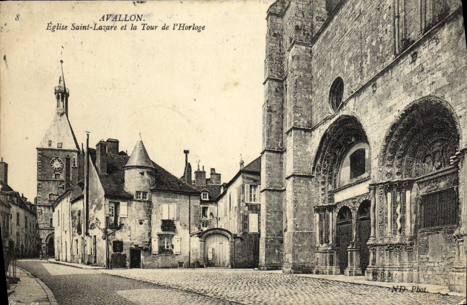 Avallon — Église Saint-Lazare et la Tour de l'Horloge — ND Phot.