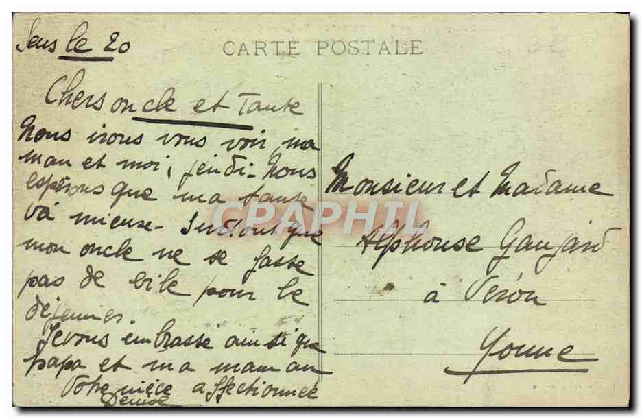Avallon - Vallée du Cousin - Le Pont des Gardes — Pothain, édit. Avallon, n° 50 B — Verso