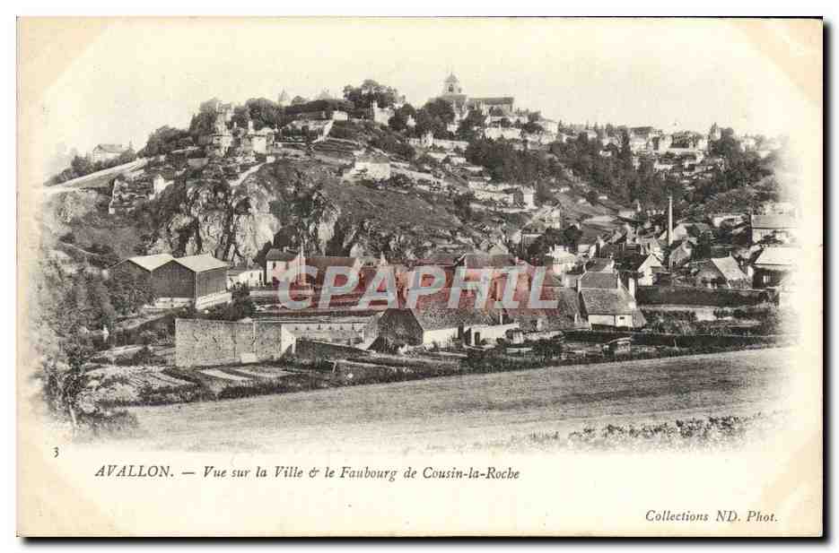 Avallon — Vue sur la Ville & le Faubourg de Cousin-la-Roche — Collections ND. Phot.