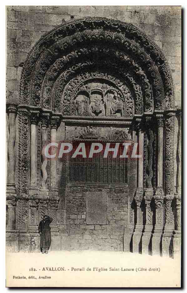 Avallon - Portail de l'Église Saint-Lazare (Côté droit) — Pothoin, édit. Avallon, n° 182