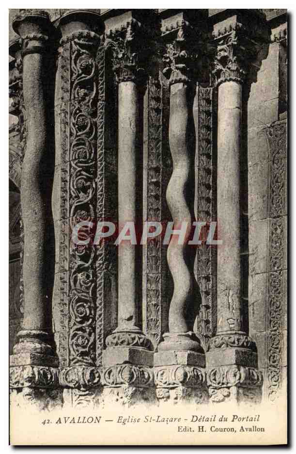 Avallon — Kirche St-Lazare — Detail des Portals — Edit. H. Couron, Avallon