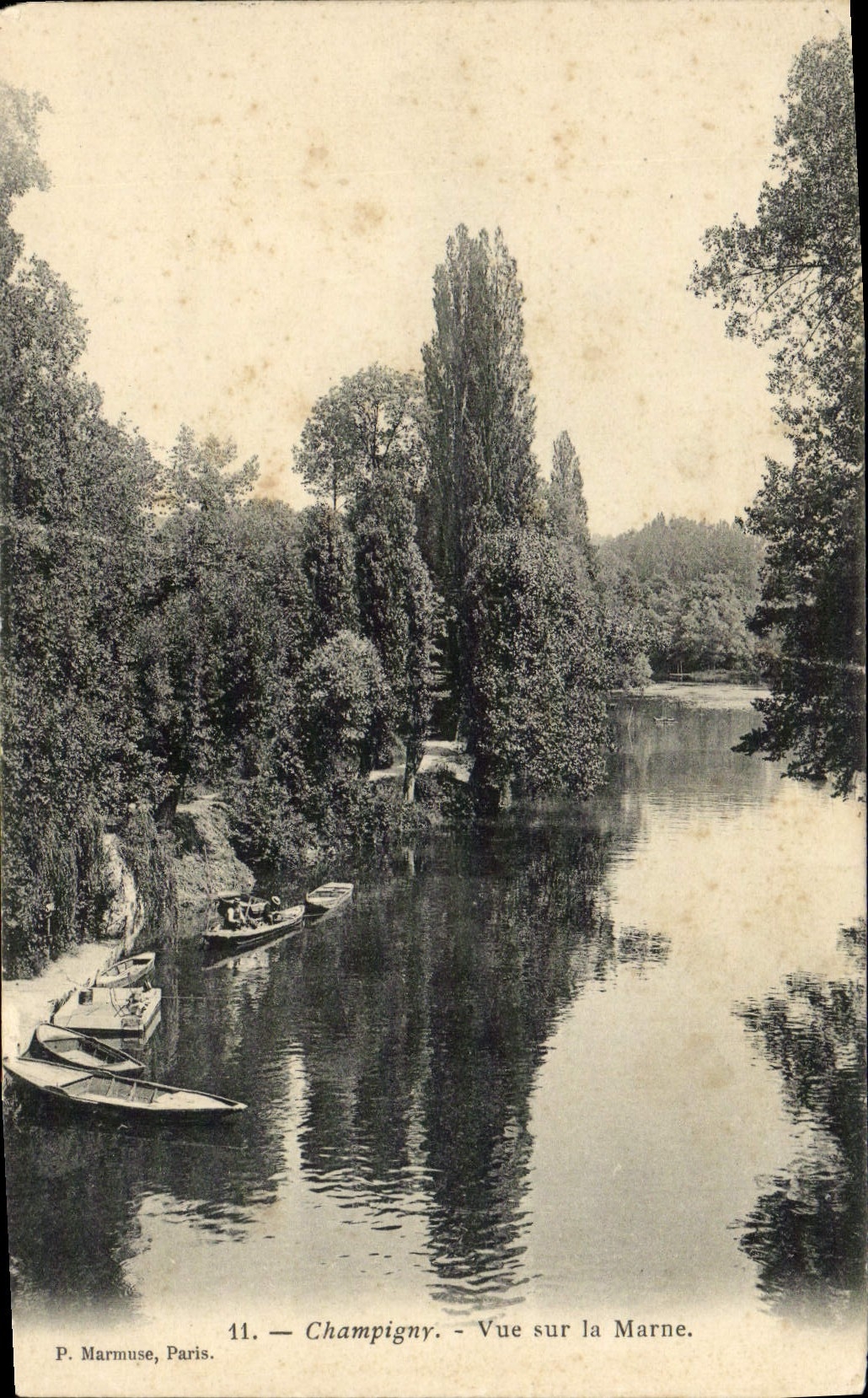 Cartolina d'epoca Champigny Vista Sulla Marna