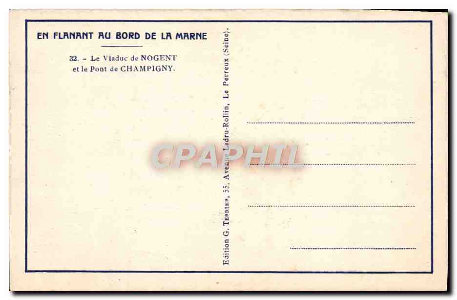 Viadukt von Nogent und Brücke von Champigny — Nogent-sur-Marne — Edition G. Tedru-Rollin — Rückseite
