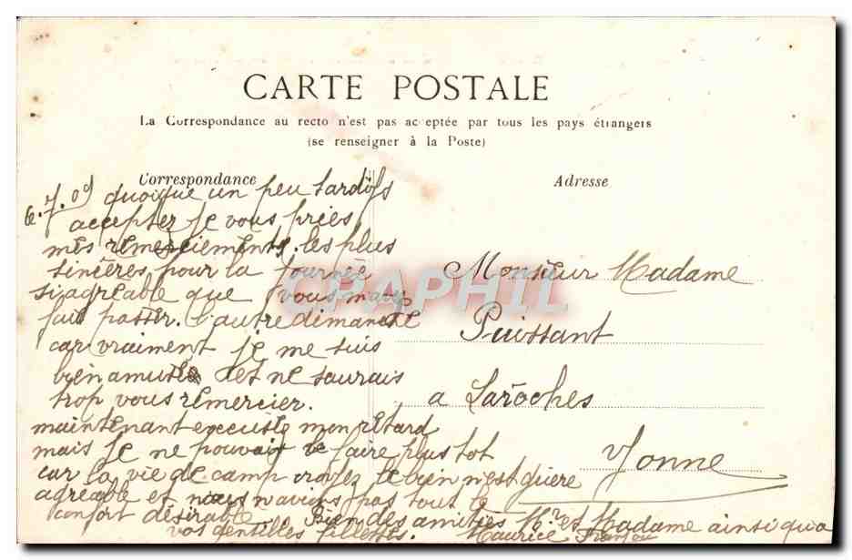 CPA Champs Pres Auxerre Vue Des Bords De l'Yonne Et Ecluse — Verso