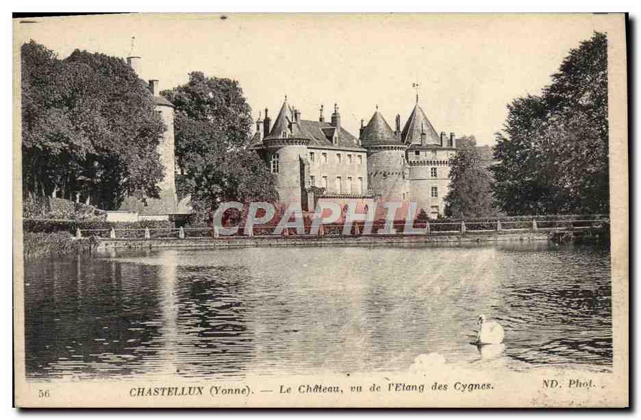 Chastellux (Yonne) — View of the Castle from the Swan Pond — ND. Phol.