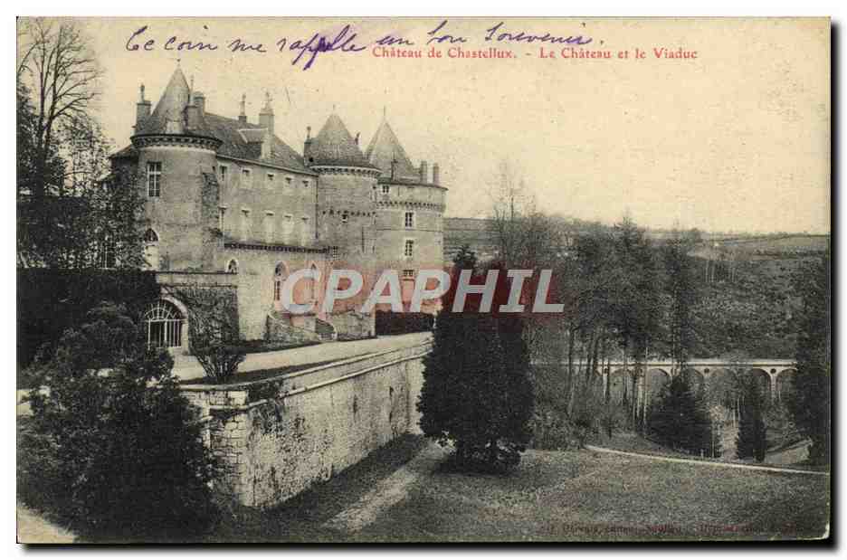 Château de Chastellux — Das Schloss und der Viadukt — Verleger: L. Désaules, Saint-Maurice