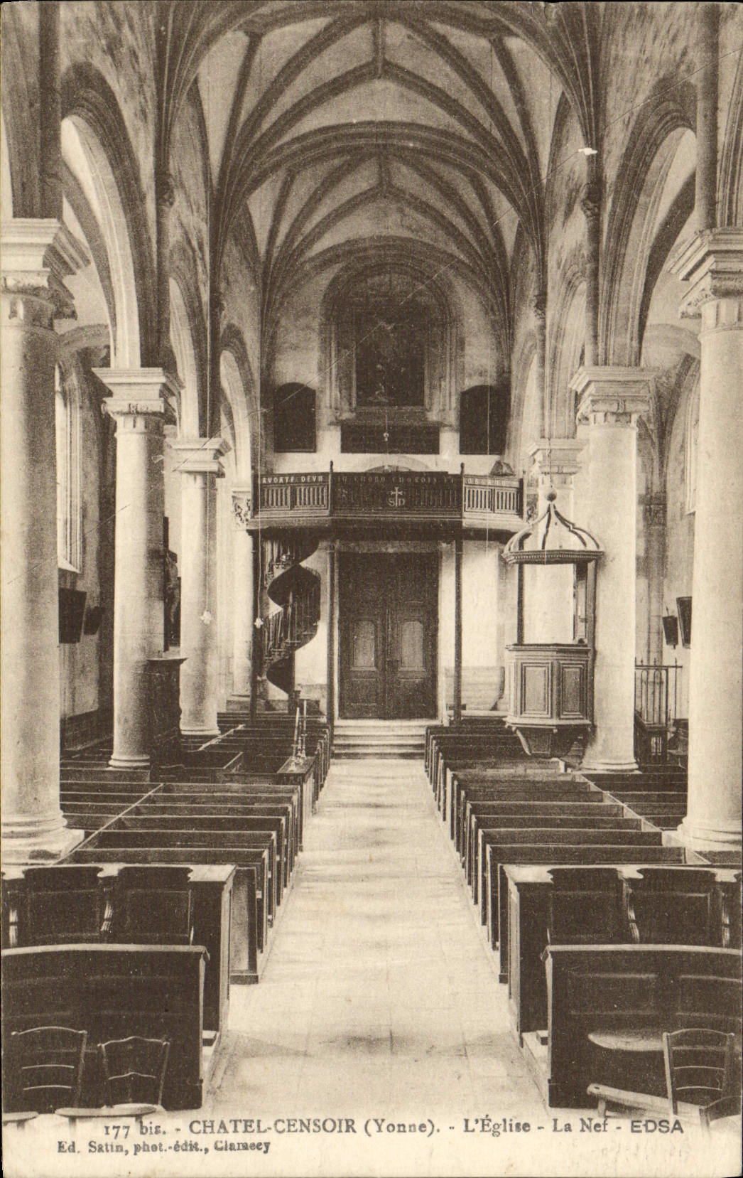 Châtel-Censoir (Yonne) — L'Église - La Nef — Ed. Satin, phot.-édit., Clamecy