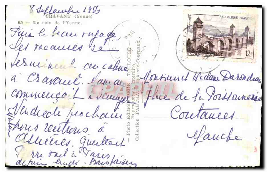 CPA Cravant Un Coin De l'Yonne — Verso