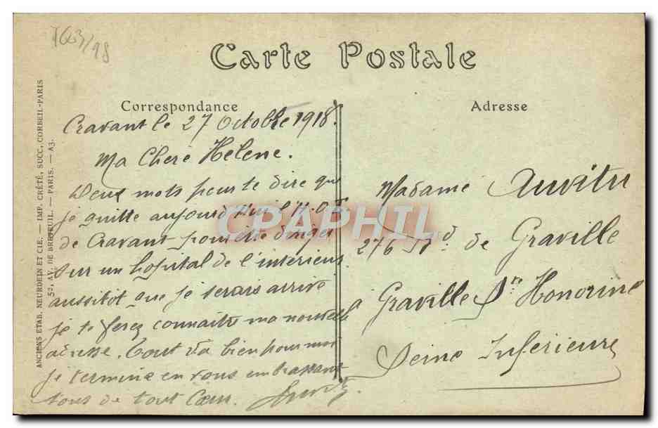 CPA Cravant Vue Prise De Champagne — Back