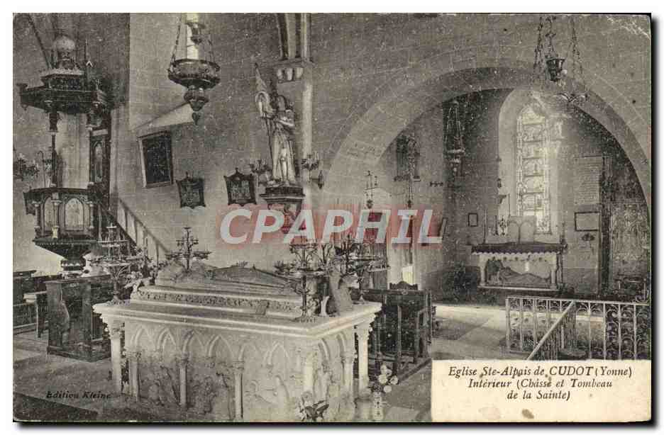Église Sainte-Alpais de Cudot (Yonne) — Intérieur (Châsse et Tombeau de la Sainte) — Édition Kleine