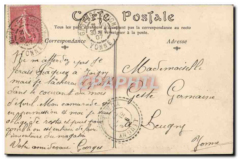 CPA Joigny Quartier De Cavalerie Dubois Tainville 1er Dragons Militaria  — Rückseite