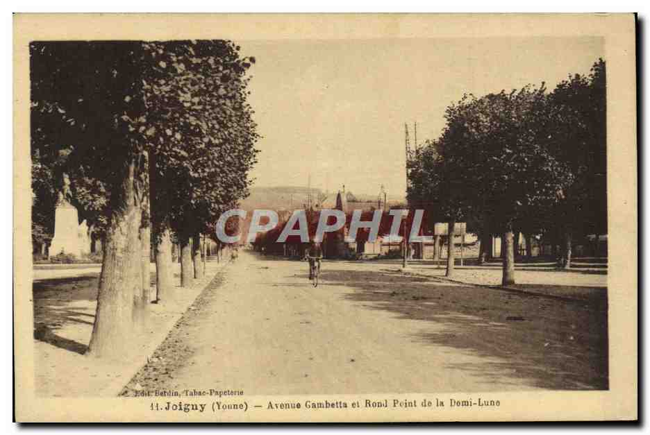 CPA Joigny Avenue Gambetta Et Rond Point De La Demi Lune
