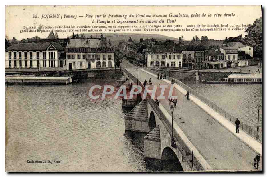 CPA Joigny Vue Sur La Faubourg Du Pont Ou Avenue Gambetta Prise De La Rive Droite