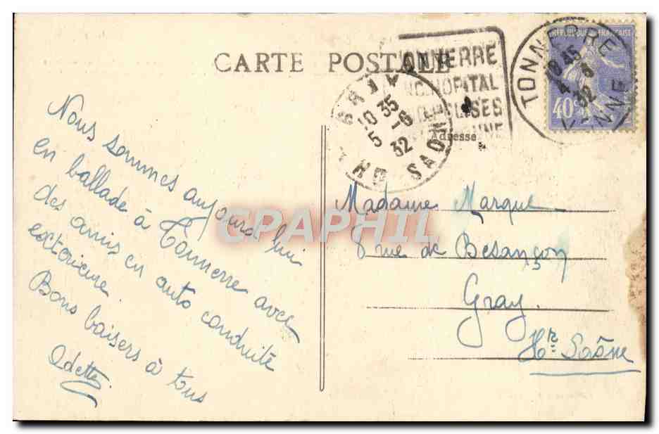 CPA Joigny Vue Sur La Faubourg Du Pont Ou Avenue Gambetta Prise De La Rive Droite — Rückseite