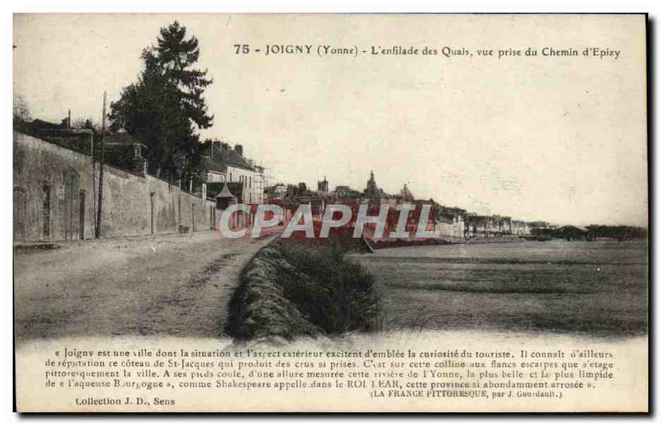 Joigny (Yonne) - L'enfilade des Quais, vue prise du Chemin d'Epizy — Collection J. D., Sens
