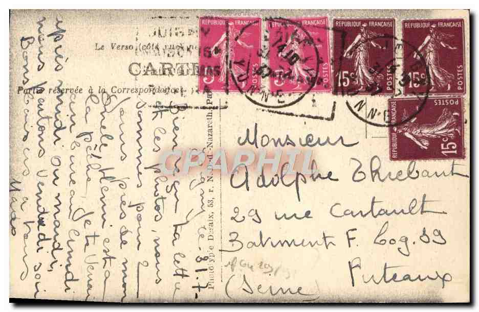 CPA Joigny Timbeau d'une comtesse de Joigny Eglise Saint Thibault — Rückseite