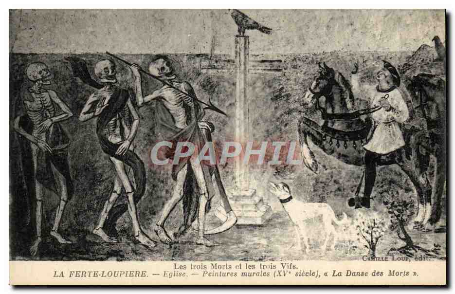 La Ferte-Loupière — Église — Peintures murales (XVe siècle), « La Danse des Morts » — Castille Loup, édit.