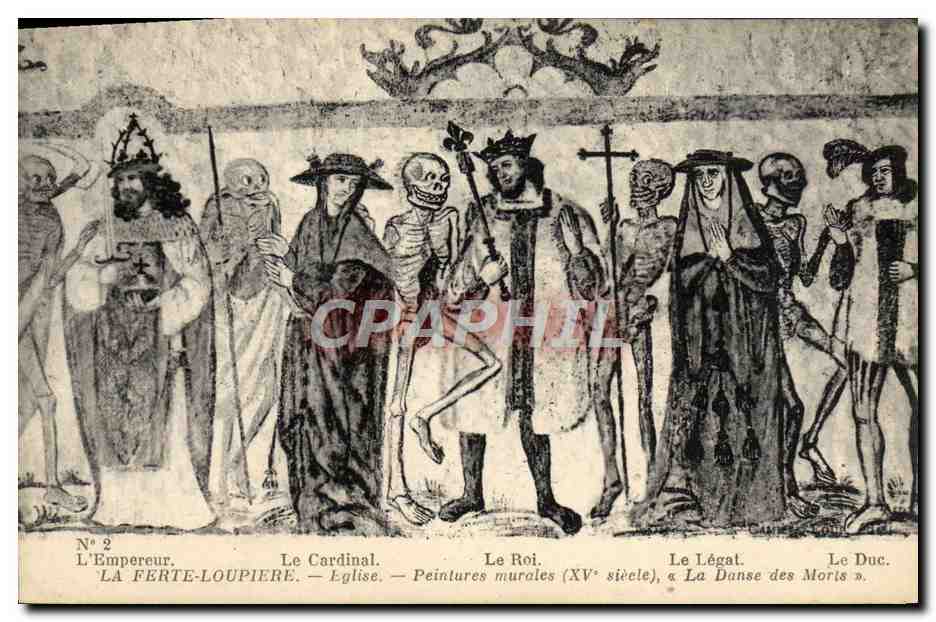 CPA La Ferte Loupiere Eglise Peintures murales La danse des morts 