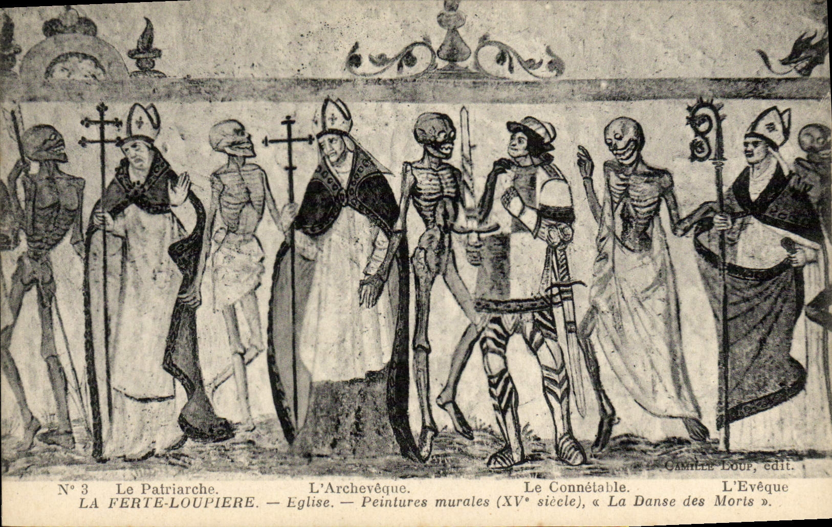 CPA La Ferte Loupiere Eglise Peintures murales La danse des morts