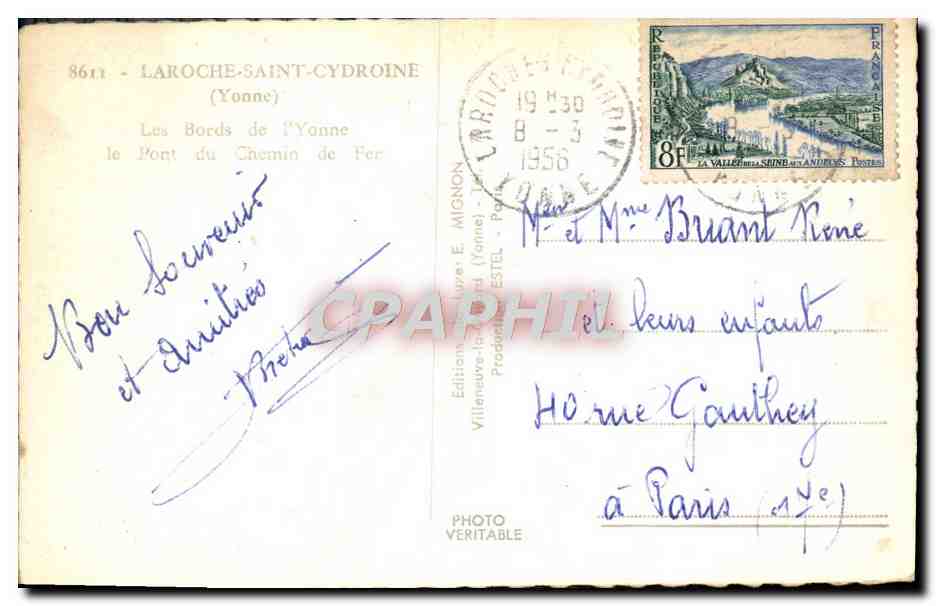 Les Bords de l'Yonne — le Pont du Chemin de Fer — Édition E. Mignon, Villeneuve-la-Garenne — Back