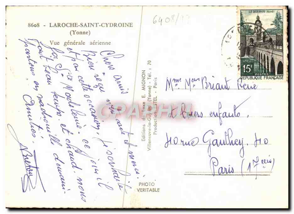 Laroche-Saint-Cydroine — Vue générale aérienne — Éditions de luxe E. Mignon — Back