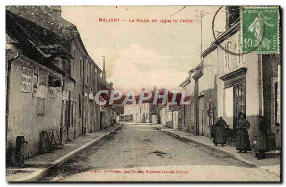 Maligny — La Route de Ligny-le-Châtel — Édit. Pap. de l'Yonne, Karl Guillet, Mignennes-Laroche (Yonne)