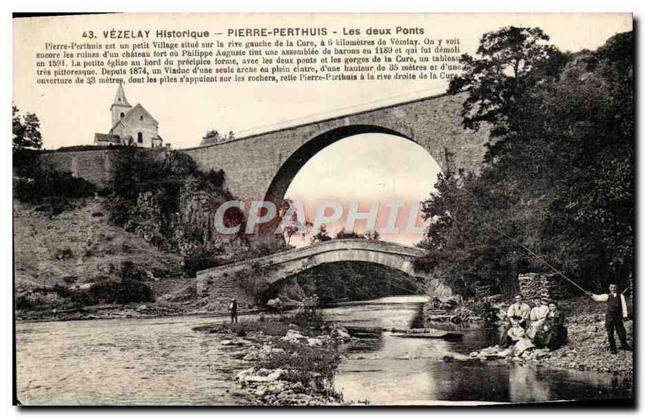 Pierre-Perthuis — Les deux Ponts — Lib. Pap. P. Wachter, édit. Avelon