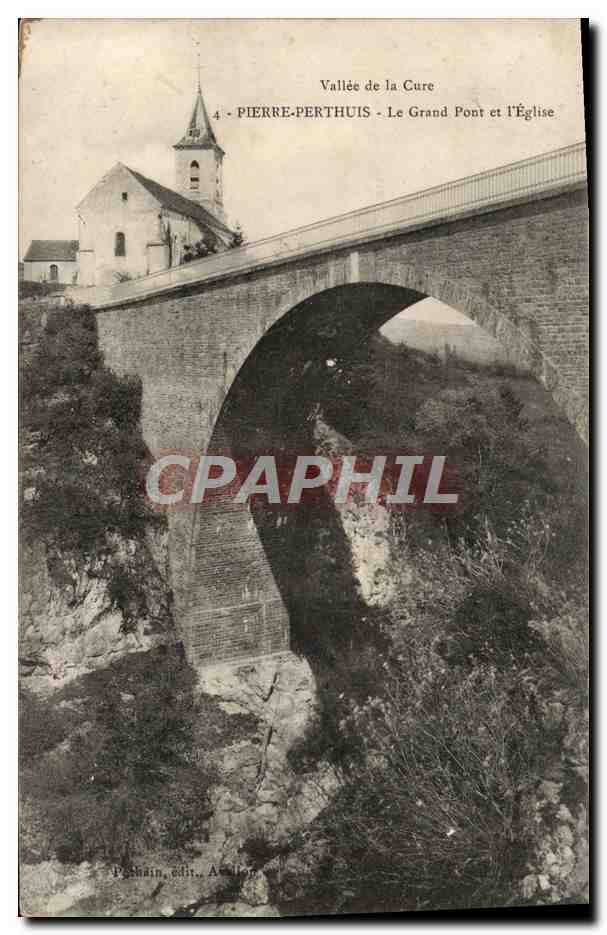 CPA Vallee de la Cure Pierre Perthuis Le Grand Pont et I'eglise