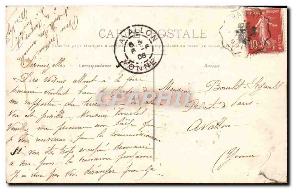 CPA Vallee de la Cure Pierre Perthuis Le Grand Pont et I'eglise — Verso