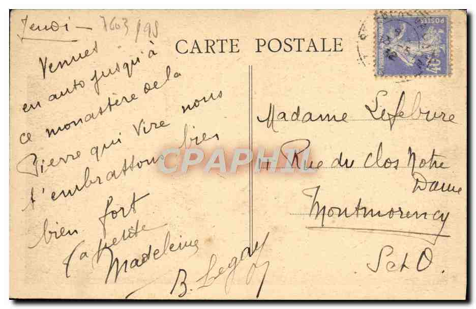 CPA Monastere de Ste Marie de La Plerre qui Vire Vue prise de Vaumarin  — Verso