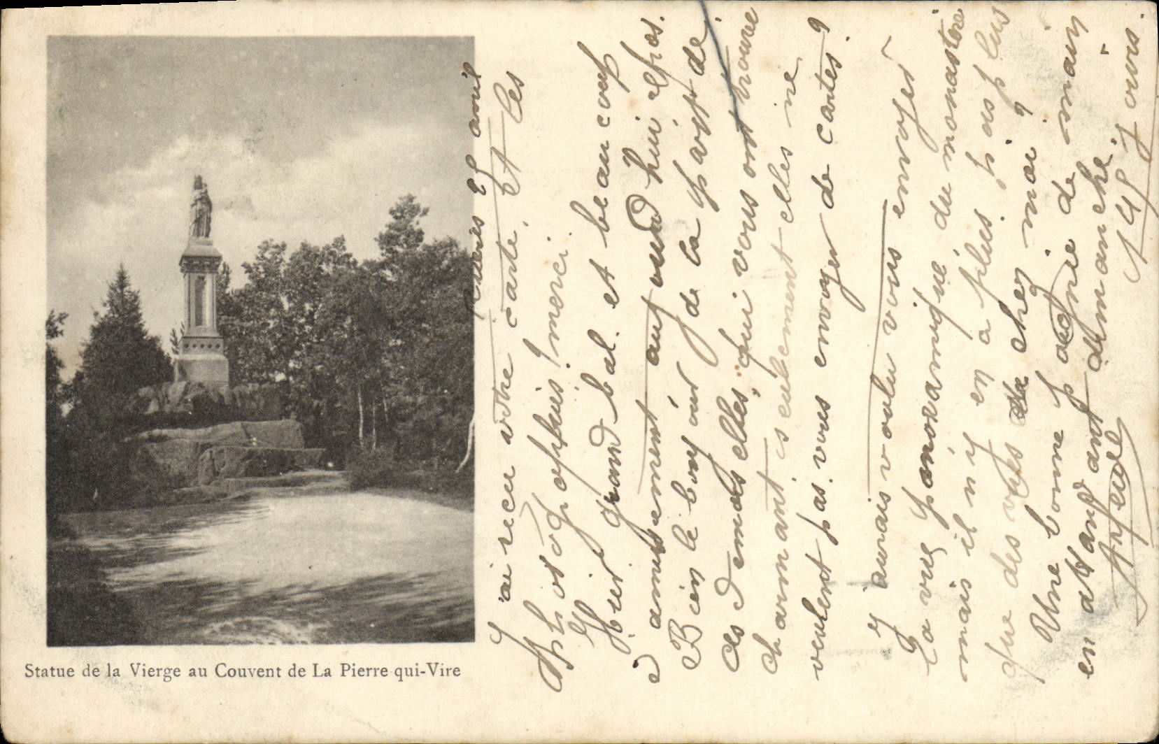 Statue de la Vierge au Couvent de La Pierre qui-Vire — éditeur non identifié, n° de série non visible