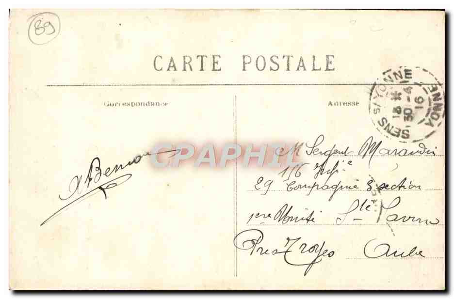 CPA Sens L'Hotel de Ville — Rückseite