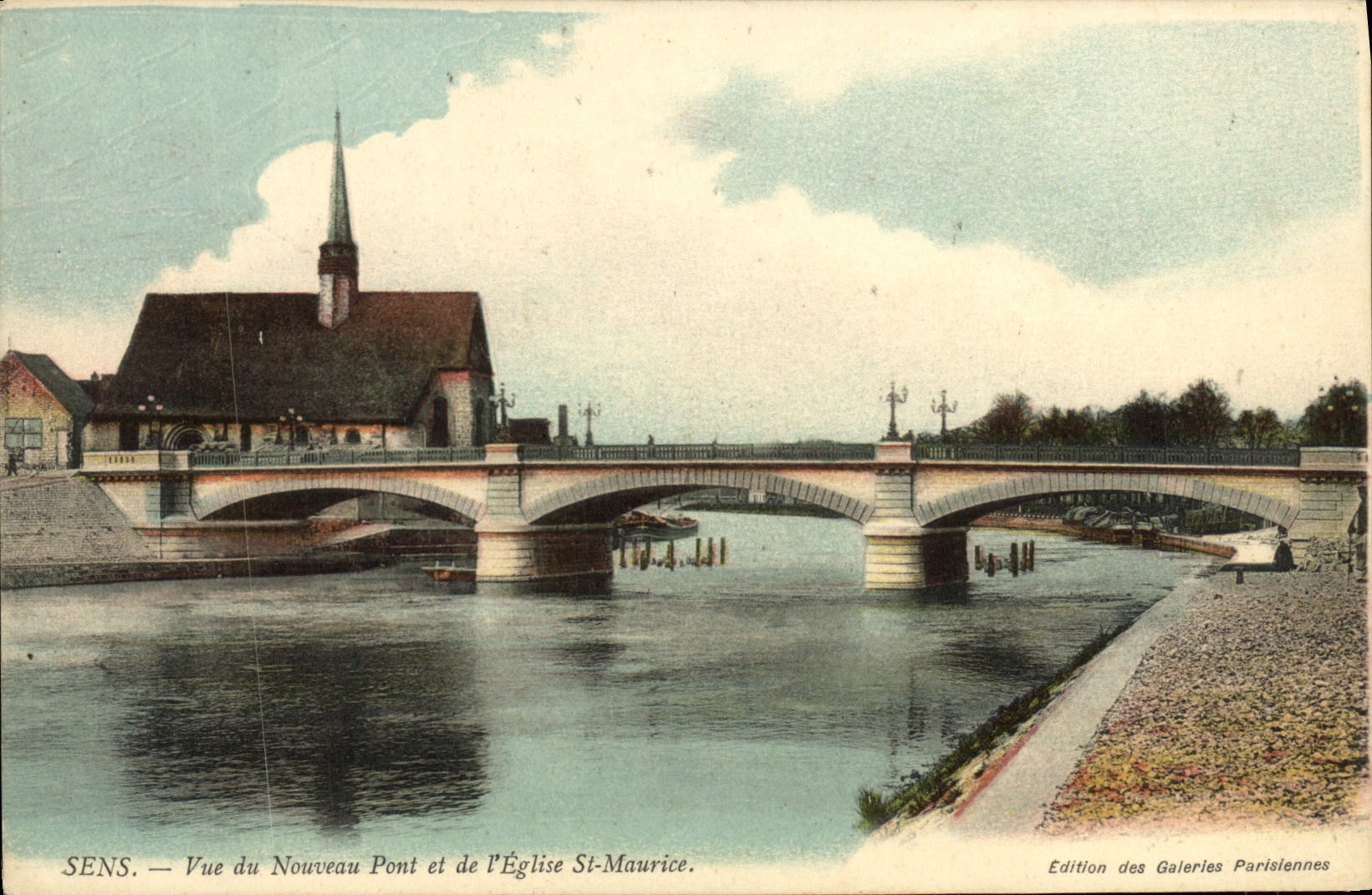 CPA Sens Vue du Nouveau Pont et de l'eglise St Maurice 