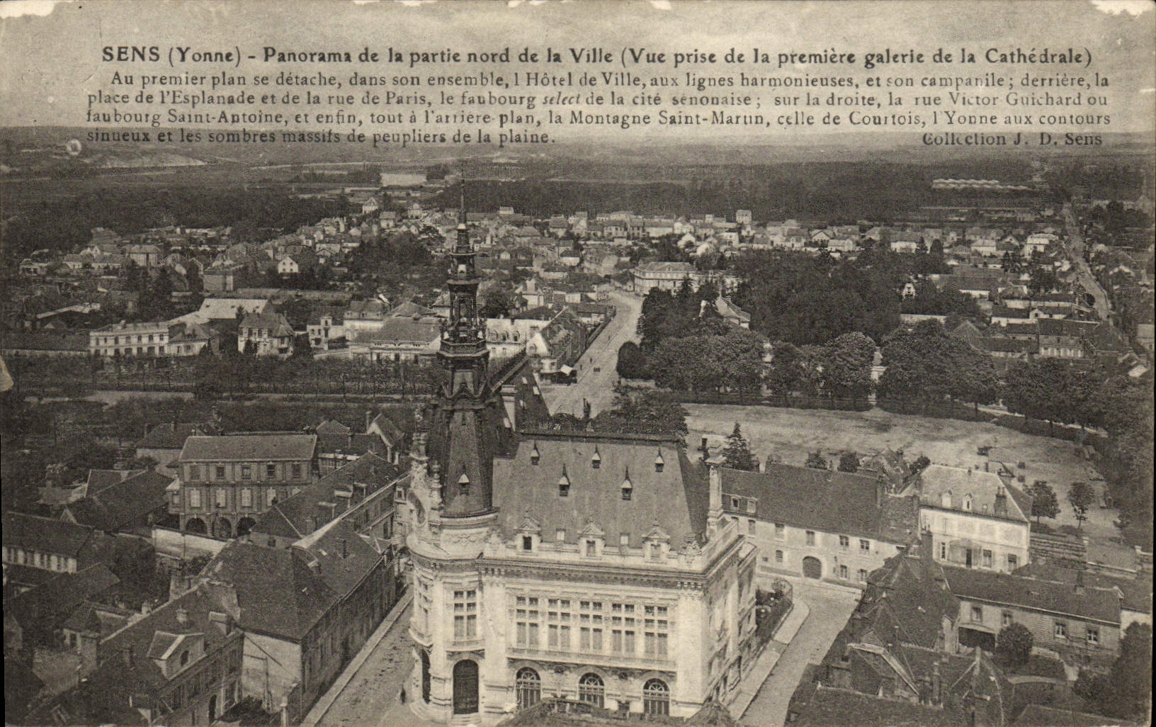 SENS (Yonne) - Panorama de la partie nord de la Ville (Vue prise de la première galerie de la Cathédrale) — Collection J. D. Sens