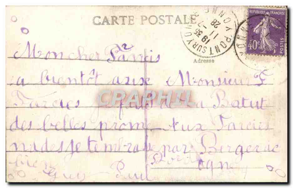 CPA Pont sur Yonne La Porte du Chateau — Back