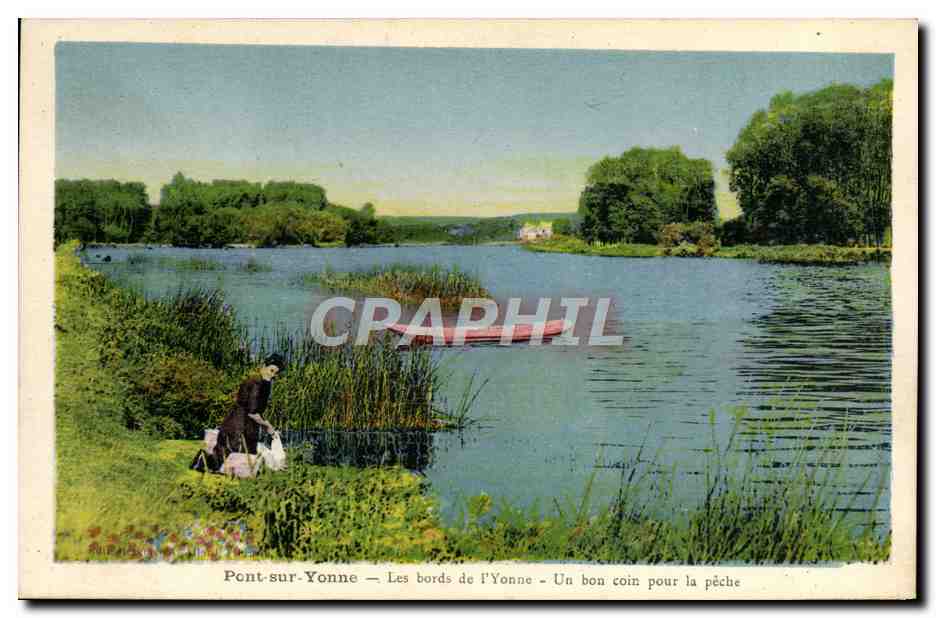 CPA Pont sur Yonne Les Bords de l'Yonne Un bon coin pour la peche