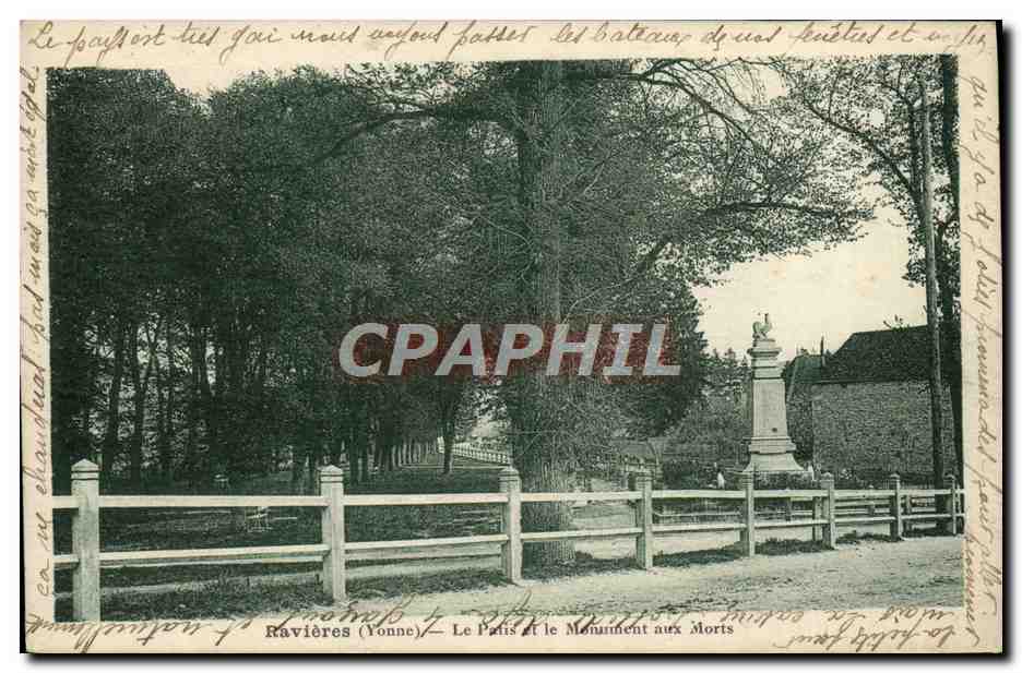CPA Ravieres Le Paris et le Monument aux Morts Militaria 