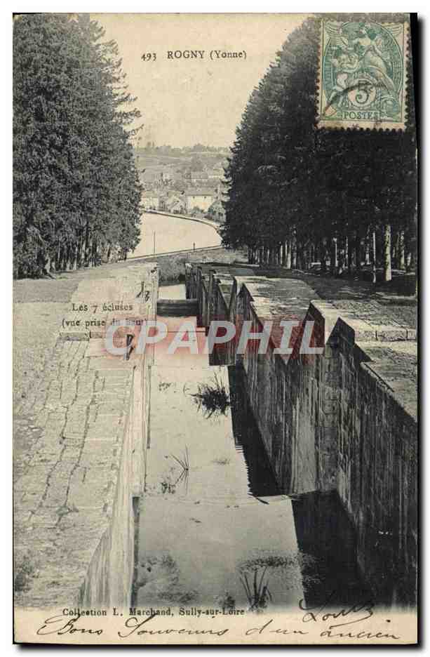 Rogny (Yonne) — Les 7 écluses (vue prise du haut) — Collection L. Marchand, Sully-sur-Loire - Anverso