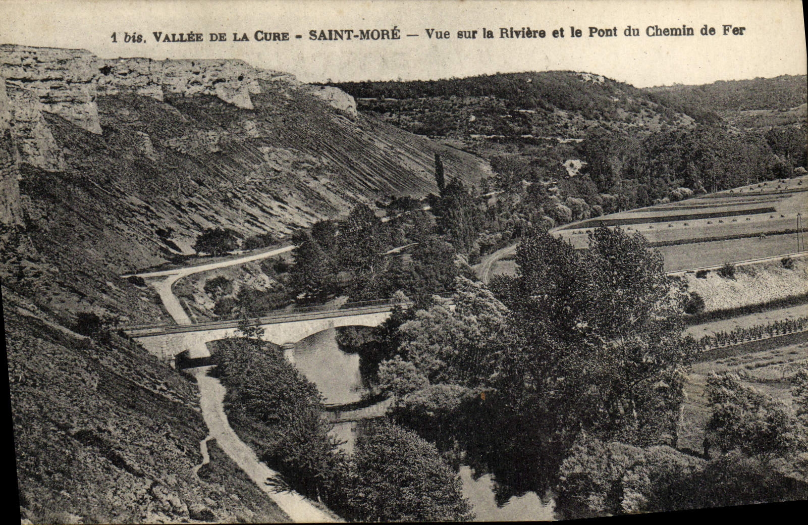 Vallée de la Cure - Saint-Moré — Vue sur la Rivière et le Pont du Chemin de Fer — Libr. Pap. Pohlan Frères, édit. Avalon