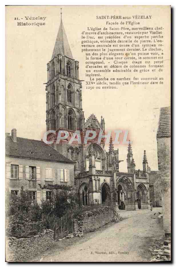 Saint-Père-sous-Vézelay — Façade de l'église — A. Vincent, édit., Vézelay