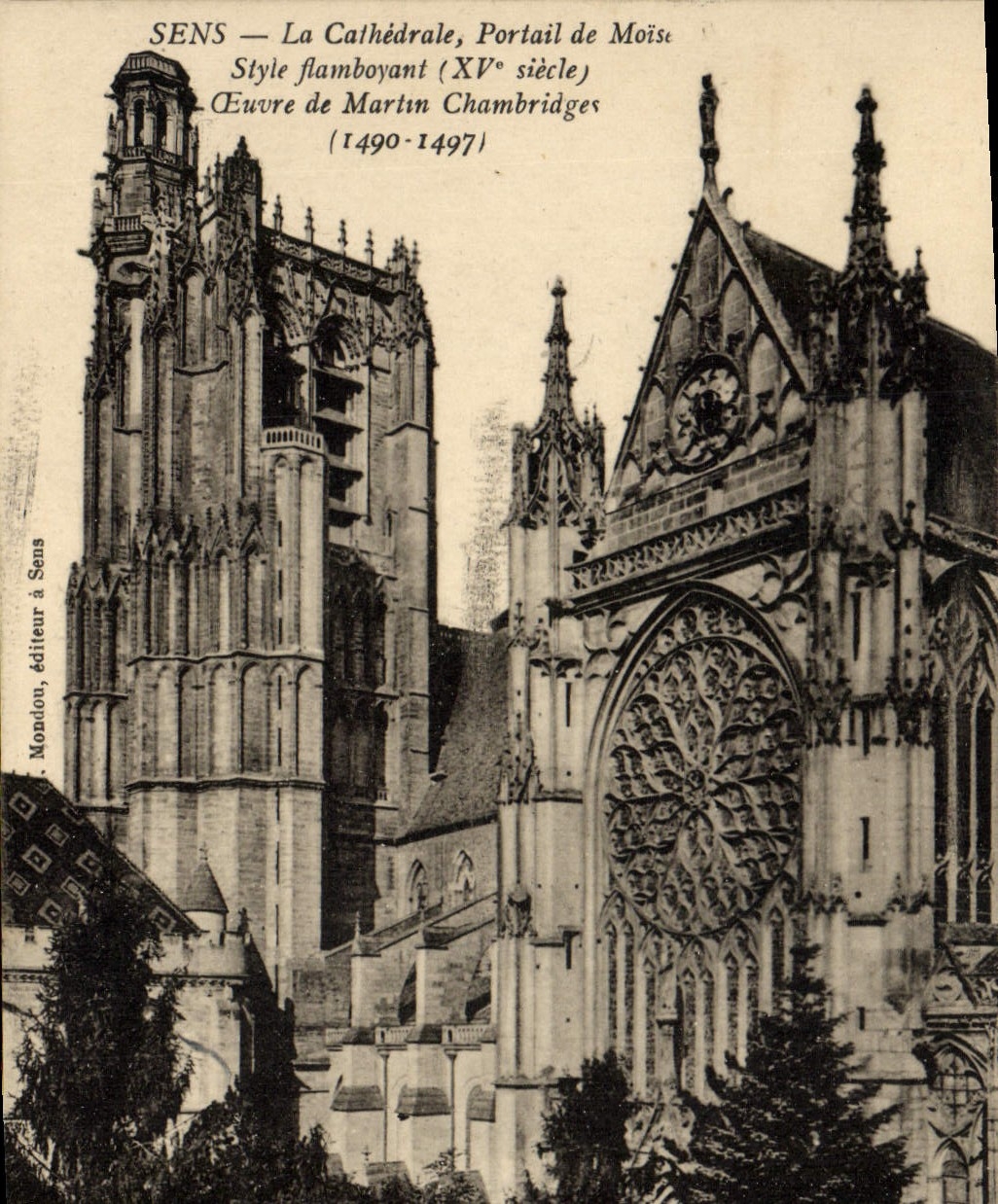 CPA Sens La Cathedrale Portail de Moise Style flamboyant oeuvre de Martin Chambridges 