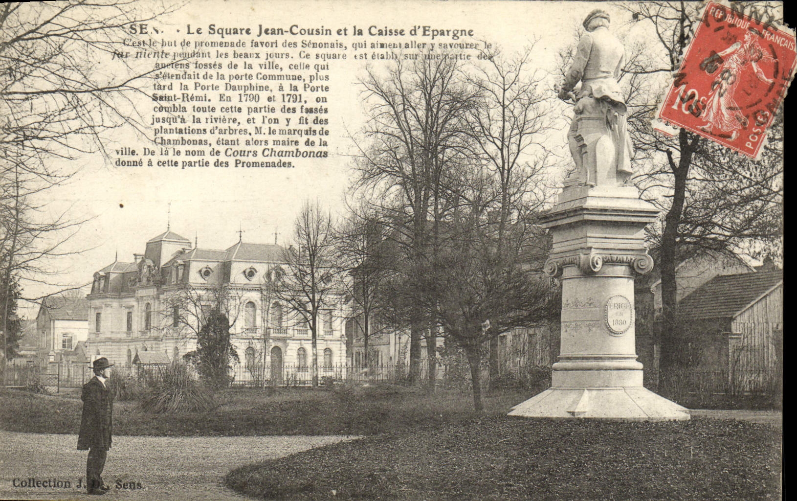 CPA Sens Le Square Jean Cousin et la Caisse d'Epargne