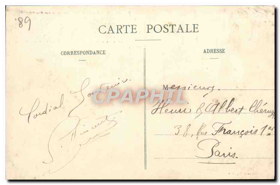 Sens - L'Hôtel de Ville, vue prise derrière — œuvre de MM. Dupont et Poivert — Collection J. DA Sens — Rückseite