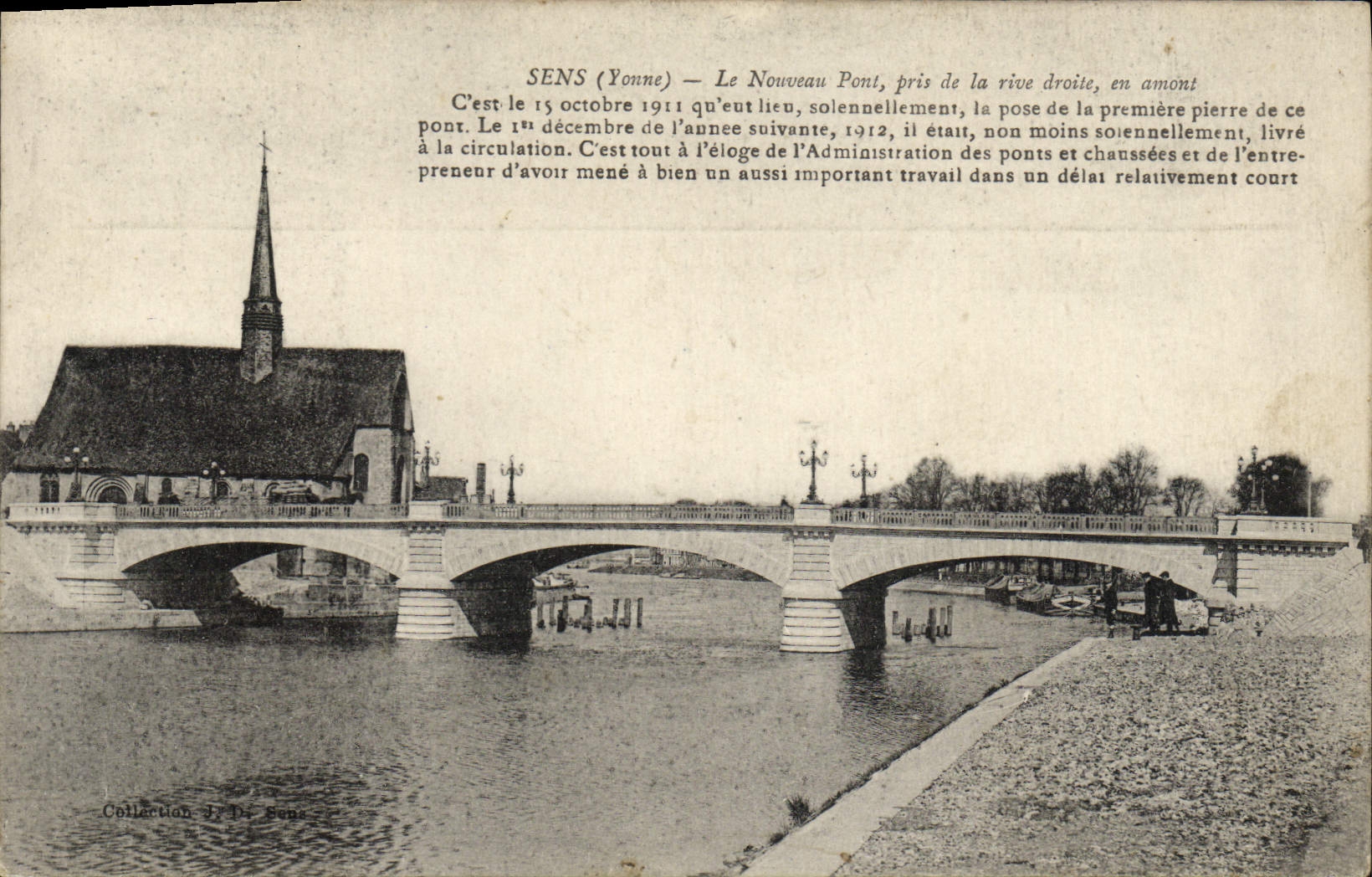 Sens (Yonne) — Le Nouveau Pont, pris de la rive droite, en amont — Collection J. Dr. Fons