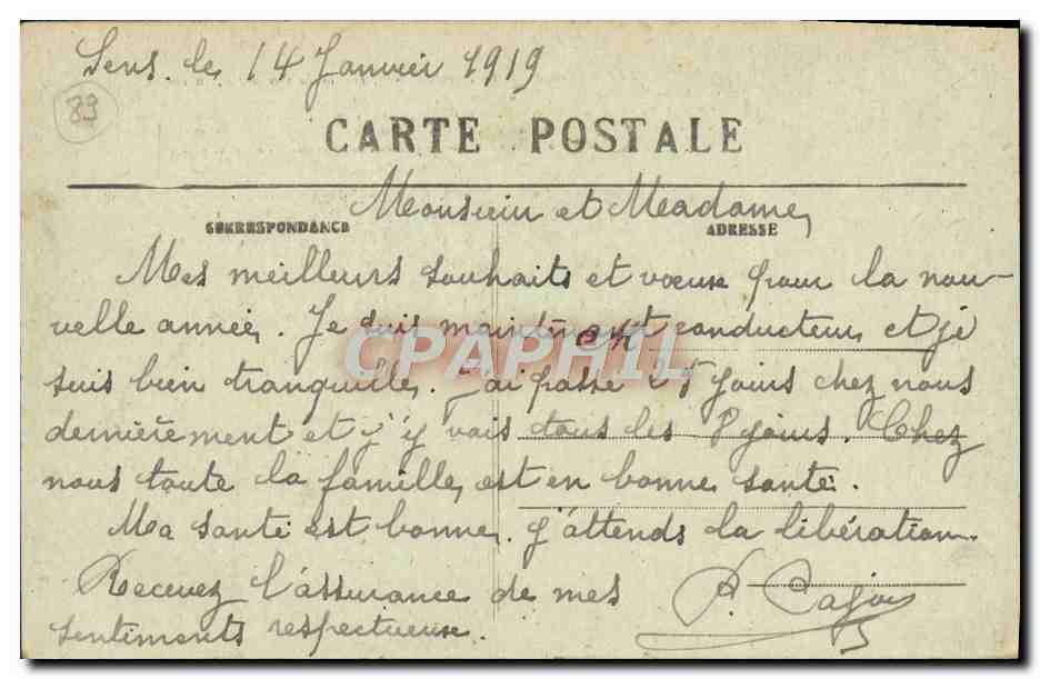 Sens (Yonne) — Le Nouveau Pont, pris de la rive droite, en amont — Collection J. Dr. Fons — Verso