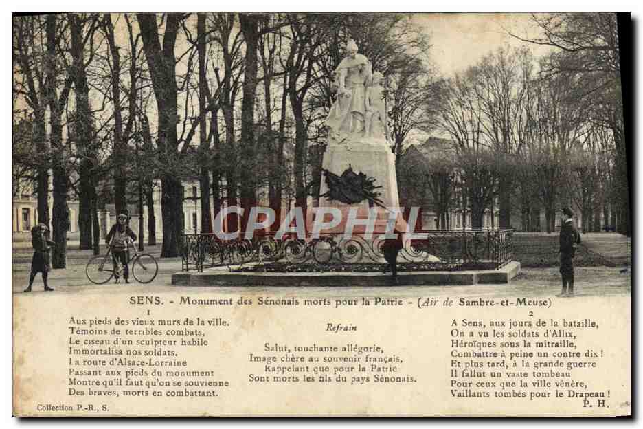 CPA Sens Monument des Senonais morts pour la Patrie Militaria 